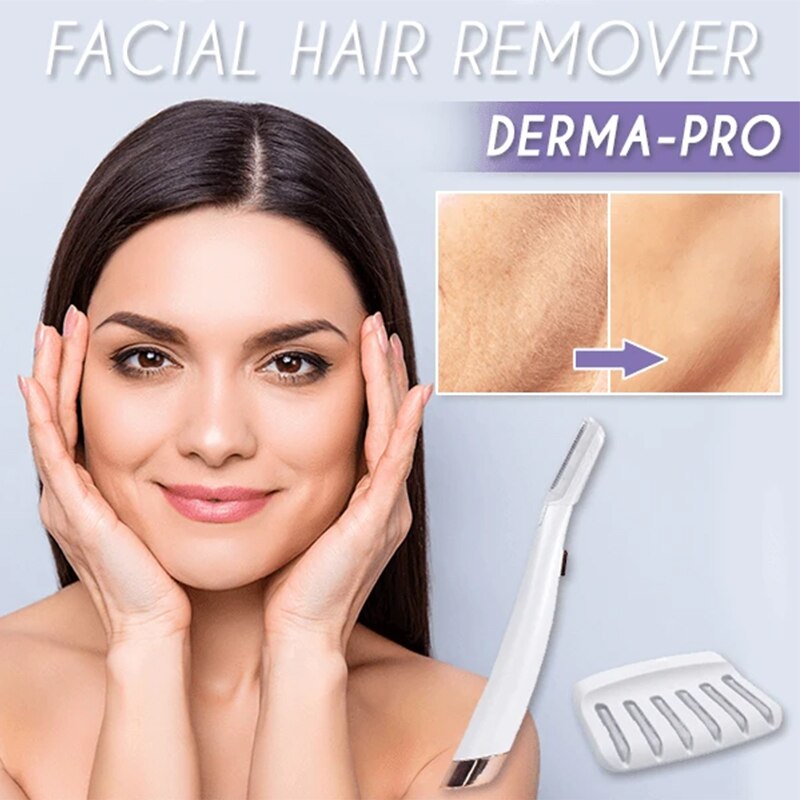 Woman Dermaplane Face Hair Remover Lighted Facial Expoliator Lady Razor Shaver Painless Expoliates Dead Skin Tool