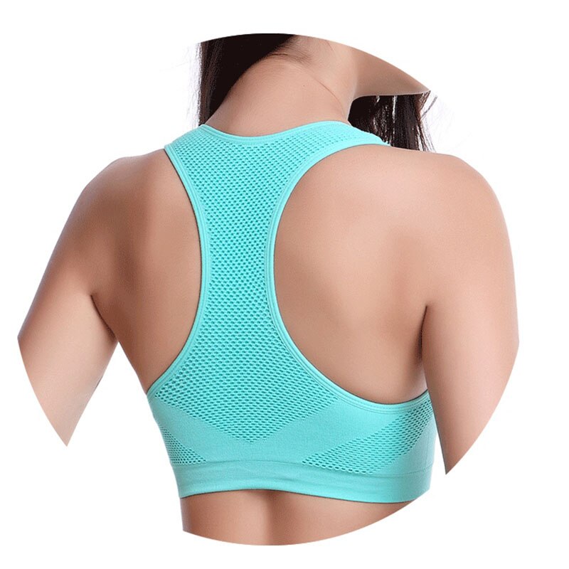 Sujetador deportivo transpirable para mujer, Top con relleno a prueba de golpes, para gimnasio, correr, Fitness y Yoga