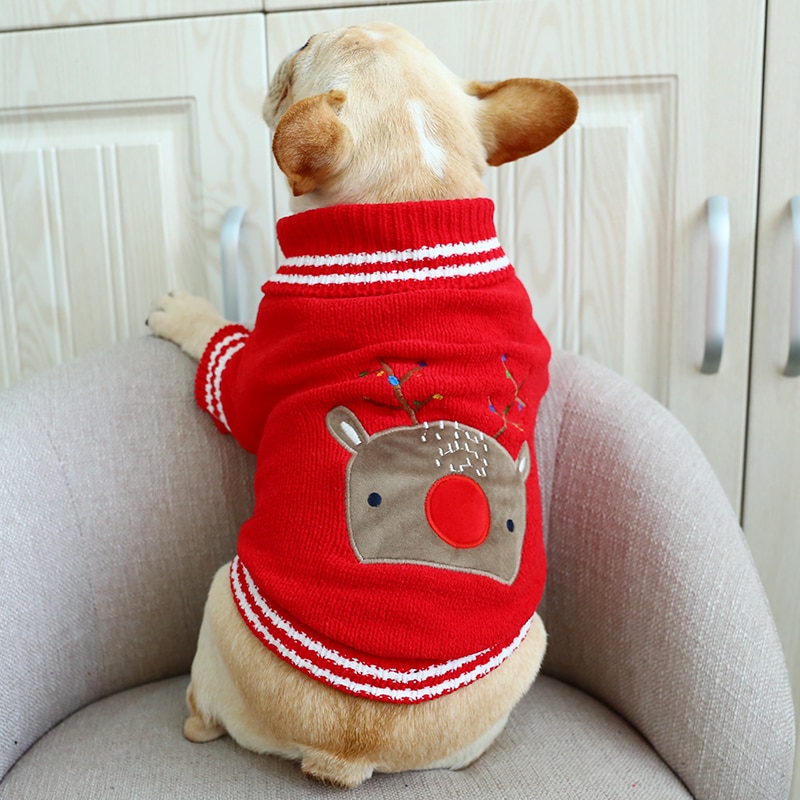 Vêtements de chien de noël bouledogue français chandail de chien de compagnie gros carlin vêtements pour animaux de compagnie pour les grands chiens moyens manteau hiver vêtements pour animaux de compagnie