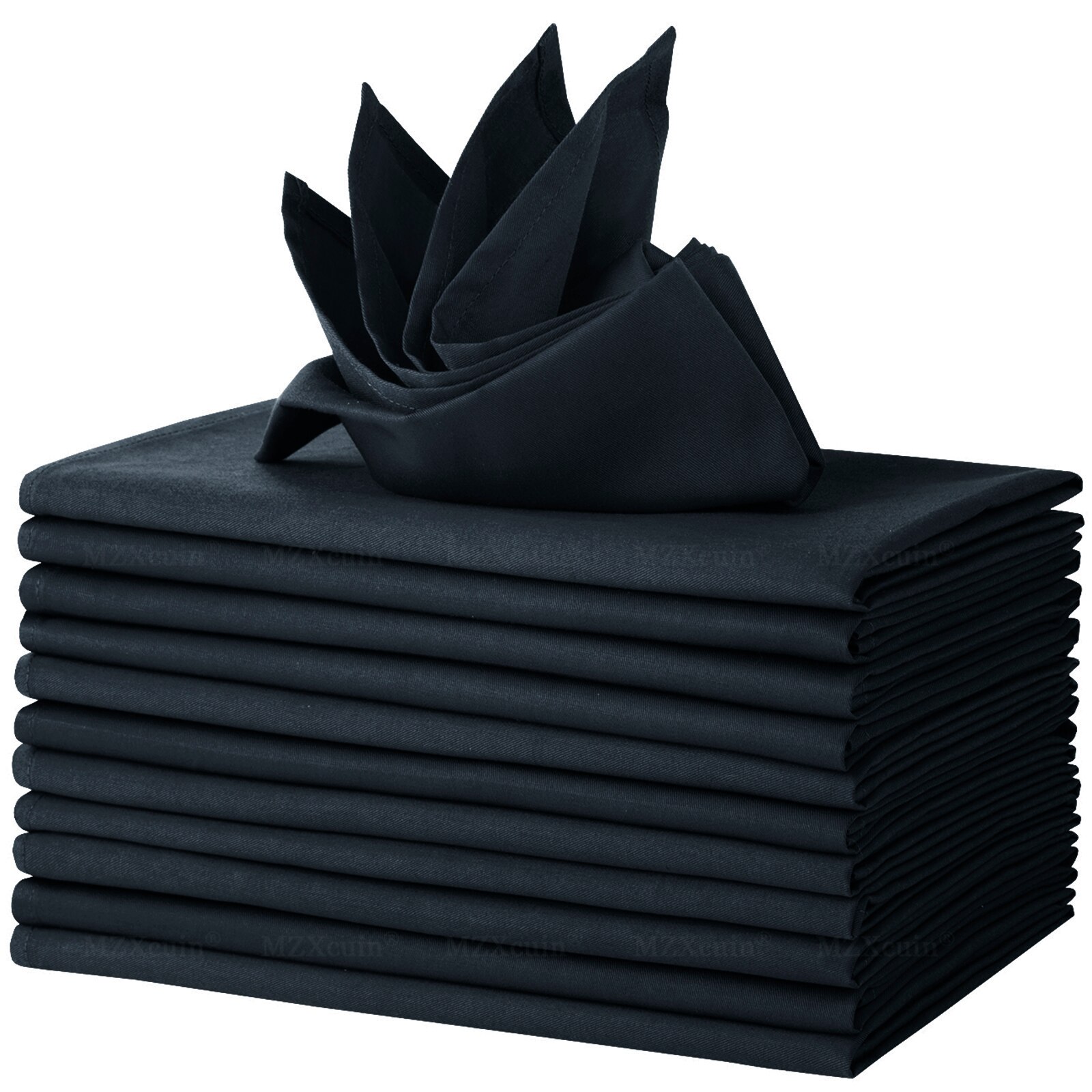 12 Stuks Servetten Katoenen Servetten Doek Bruiloft Servet Diner Servet Voor Bruiloft Party 46X46 Cm: Black