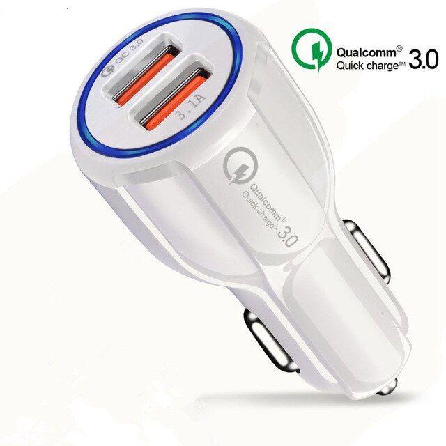 3.1A USB Auto Ladegerät Quick Charge QC 3,0 2 Port Dual USB Schnelle Ladekabel für Samsung Galaxy A10 M10 a30 A40 A50 A60 A70 M30: White Charger