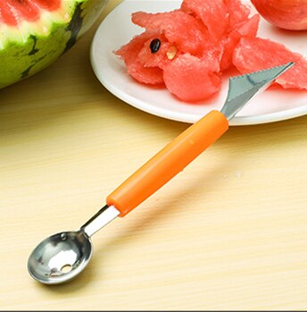 Cuchara de excavación de bolas de helado 2 en 1, herramienta de sandía, melón, fruta, tallado, Diy, surtido de platos fríos, accesorios de cocina, 1 ud.: 1