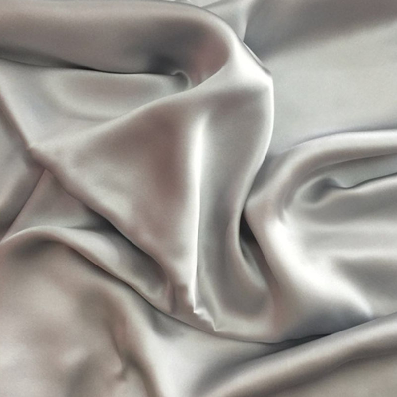 Tissu 100% soie teinté de mûrier, largeur 114cm, 16.5 maman, pour robe de mariage, literie de vêtements DIY,: silvery grey