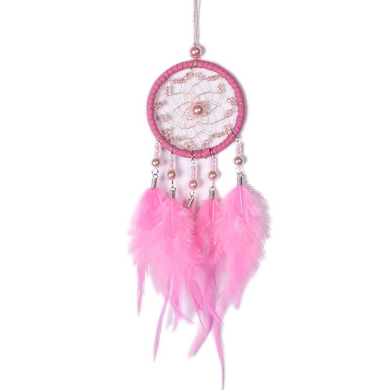 Campanas de viento coche colgante hogar Decoración de pared colgante atrapasueños Mini atrapasueños rosa/blanco/gris atrapasueños: UV0178P