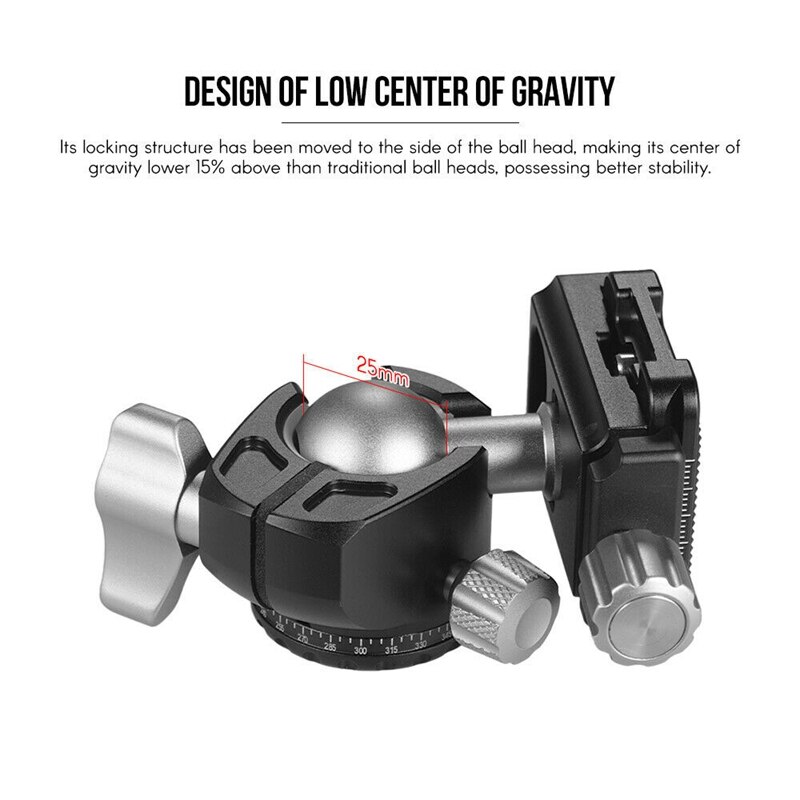 D-25C Mini Ball Head Aluminium Statief Hoofd Met 1/4 Inch & 3/8 Inch Schroef Mount Voor Dslr Ildc Camera 360 Graden Beweging