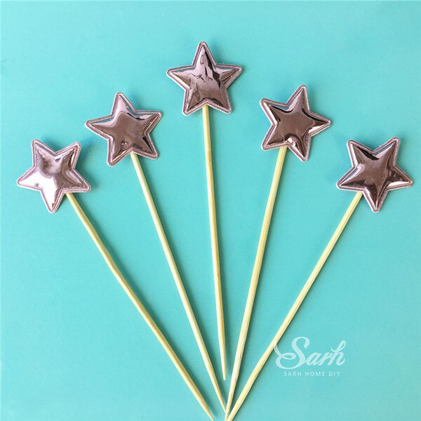 5PCS Pink Pearl Polished Butterfly Cake Topper with Toothpick Cake Decoration for Wedding Birthday Party: CK920C