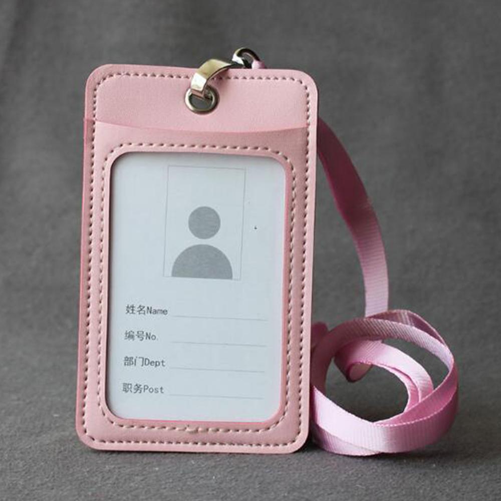 Men Women Adults Kids Leather ID Badge Bus Cards Holder Small Casual Lanyard Credit Card Case Business Organizer Bag: 4