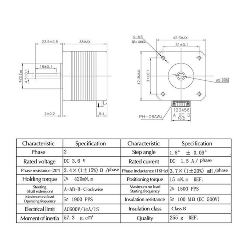 5 Teile/los 17HS4401S V5 V6 4-Blei Nema17 Schrittmotor 42 Motor- Nema 17 Motor- 42BYGH 1,5 EINE Motor- + linie für CNC XYZ