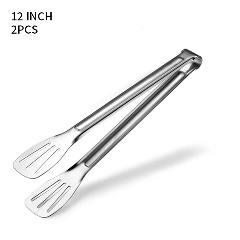 Stainless Steel Food Tongs Kitchen Utensils Buffet Cooking Tool Anti Heat Bread Clip Pastry Clamp Barbecue Kitchen Steel: 12inch 2pcs