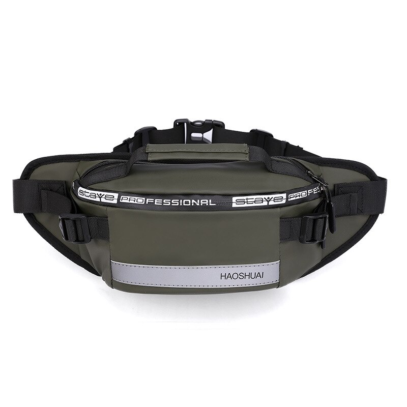Man Waterproof Waist Bag Chest Pack Outdoor Sports Crossbody Bag Hip Bag Casual Travel Male Bum Belt Bag: Army green