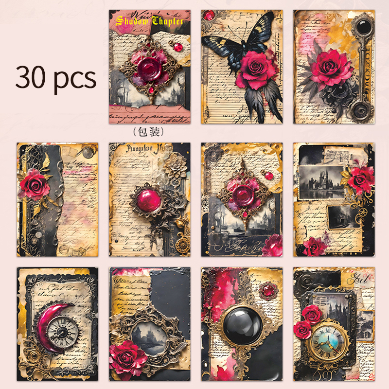 Álbum de diario hecho a mano, material de álbum de recortes Vintage, papel de fondo decorativo, 30 hojas por paquete: Gris claro
