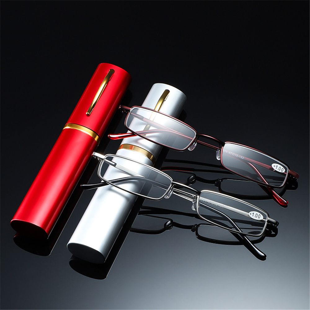 Slim Anti-blue Light Reading Glasses with Tube Case Lightweight Readers Glasses for Men Women Mini Compact Eyewear