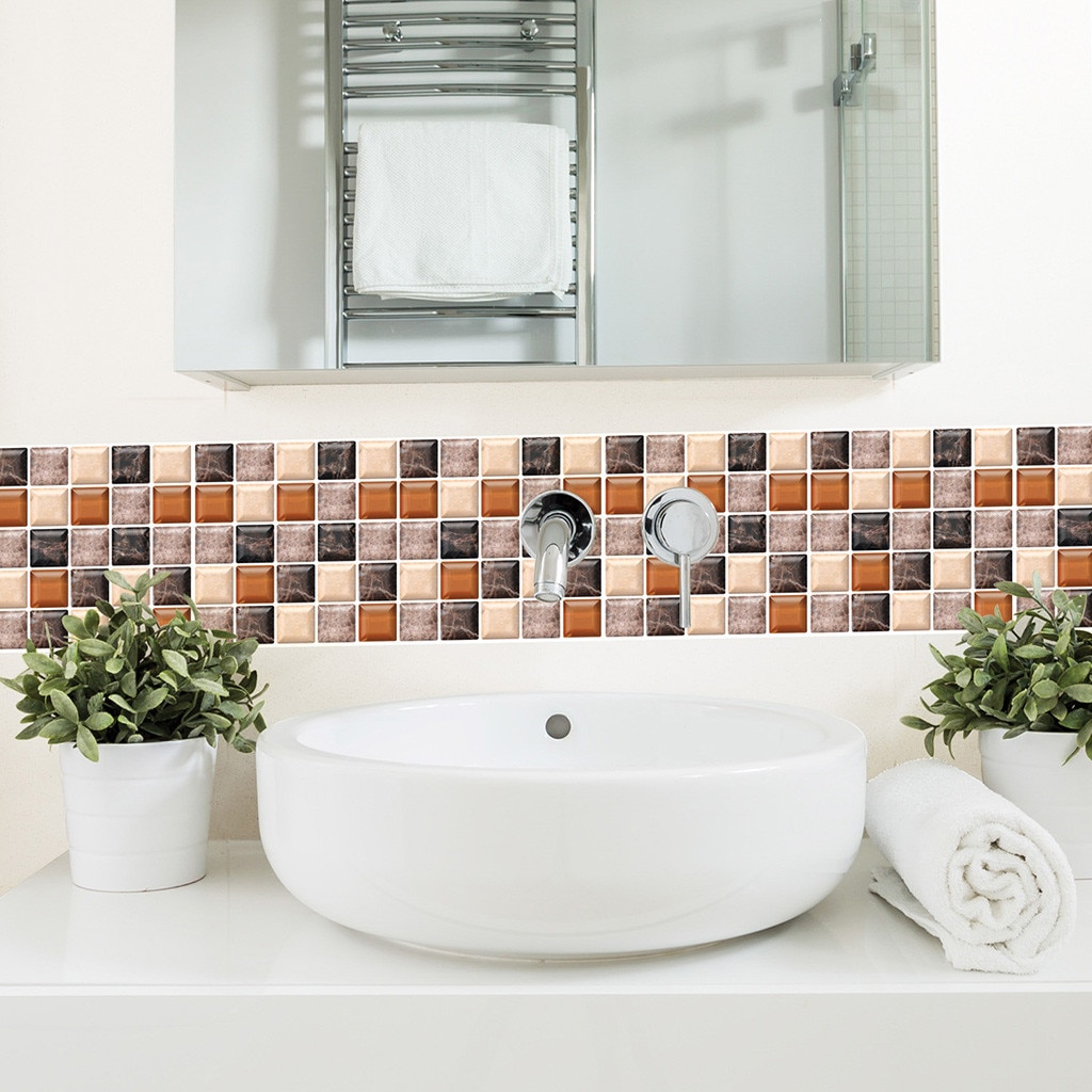 Stickers On The Tile Papel De Parede 3d 3D Simulation Tile Stickers Home Decoration Waterproof Bathroom Wall Stickers #37