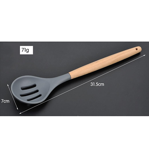 En venta, espátula de madera negra con 8 tipos de silicona, cuchara para sopa resistente al calor, pala de cocina especial antiadherente para utensilios de cocina 10100C: Colander Spoon