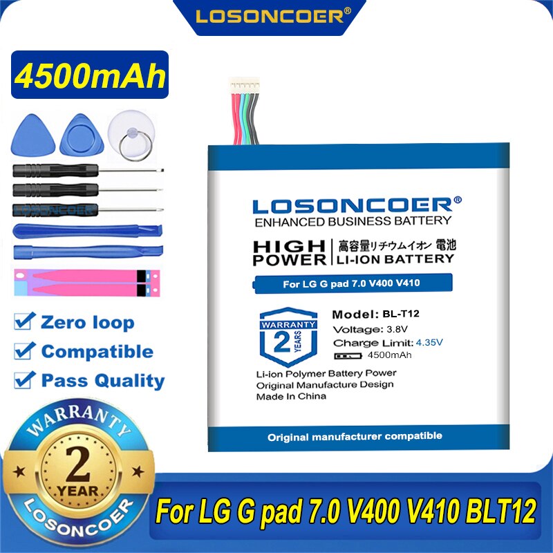 100% Originele Losoncoer 4500Mah BL-T12 Batterij Voor Lg G Pad 7.0 V400 V410 BLT12