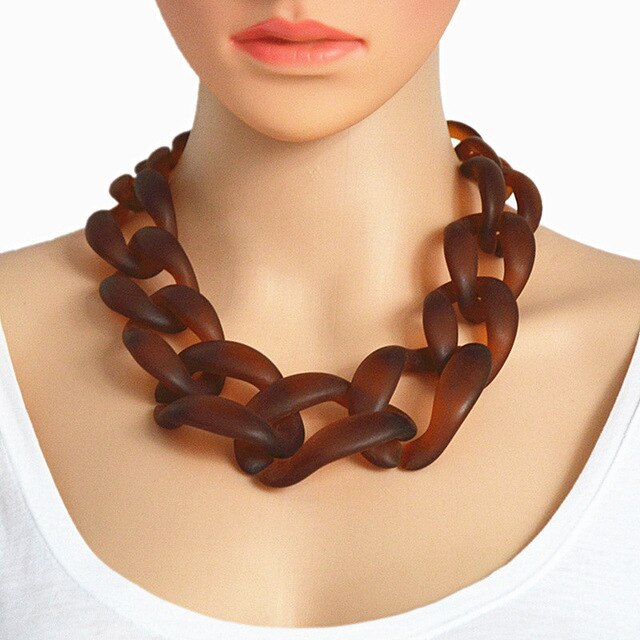 Europe and the United States big brand exaggeration jewelry acrylic chain chainoversize neck chain accessories frosted Necklace: Frosted coffee