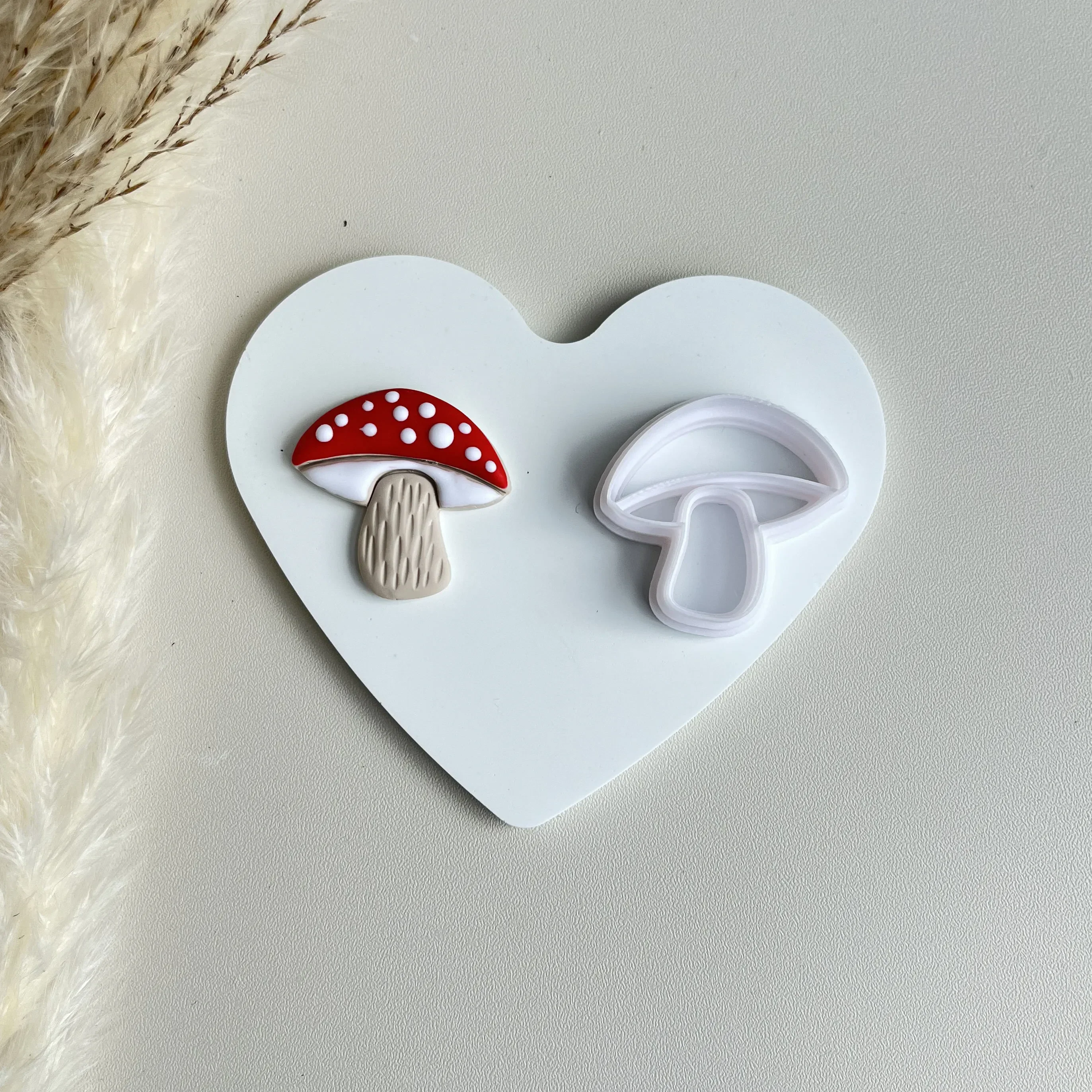 Cute Mushroom Shape Polymer Clay Cutters Clay Molds With Details For DIY Earrings Printed Pattern Decoration
