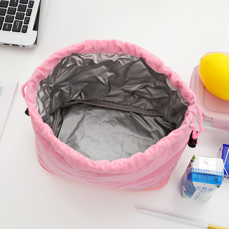 Brivilas saco de almoço drawstring alta capacidade alimentos cooler sacos feminino cation engrossar térmica caixa café da manhã portátil piquenique viagem