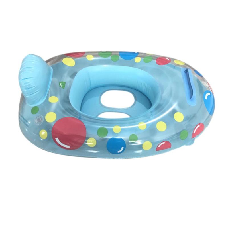 Baby Zwemmen Ring Cartoon Print Veiligheid Zuigeling Opblaasbaar Hals Float Cirkel Water Kids Platte Speelgoed: Blauw