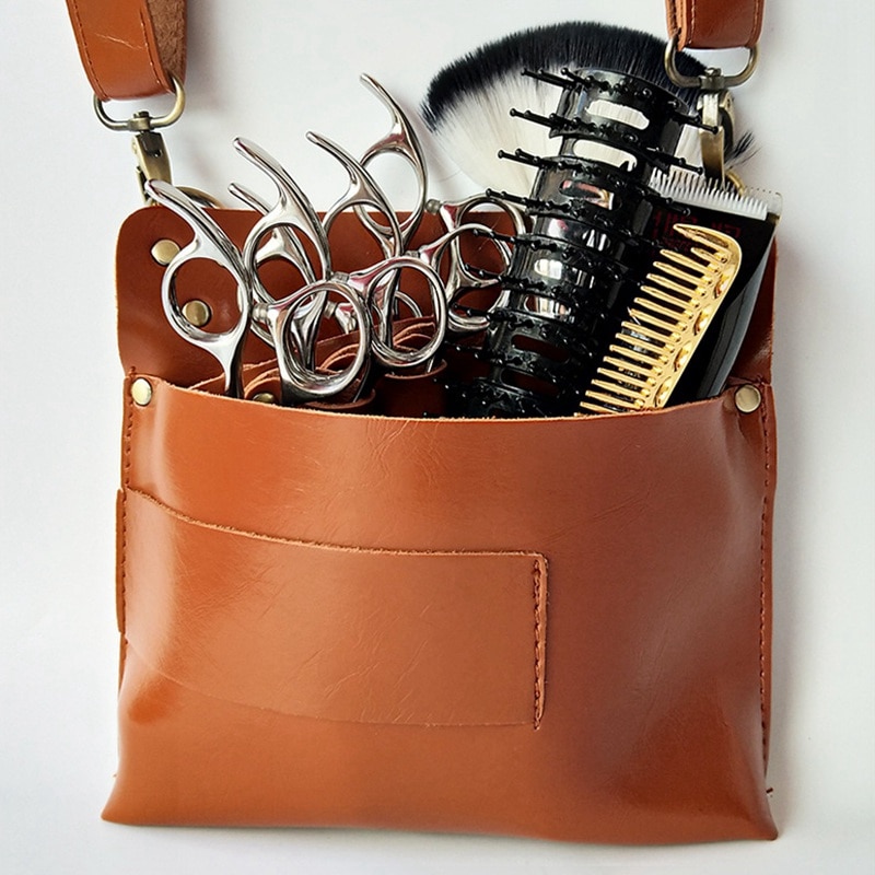 JHD-PU couro tesoura de cabelo saco à prova dwaterproof água barbeiro scissor bolsa vinco resistente cabeleireiro bolso grande capacidade