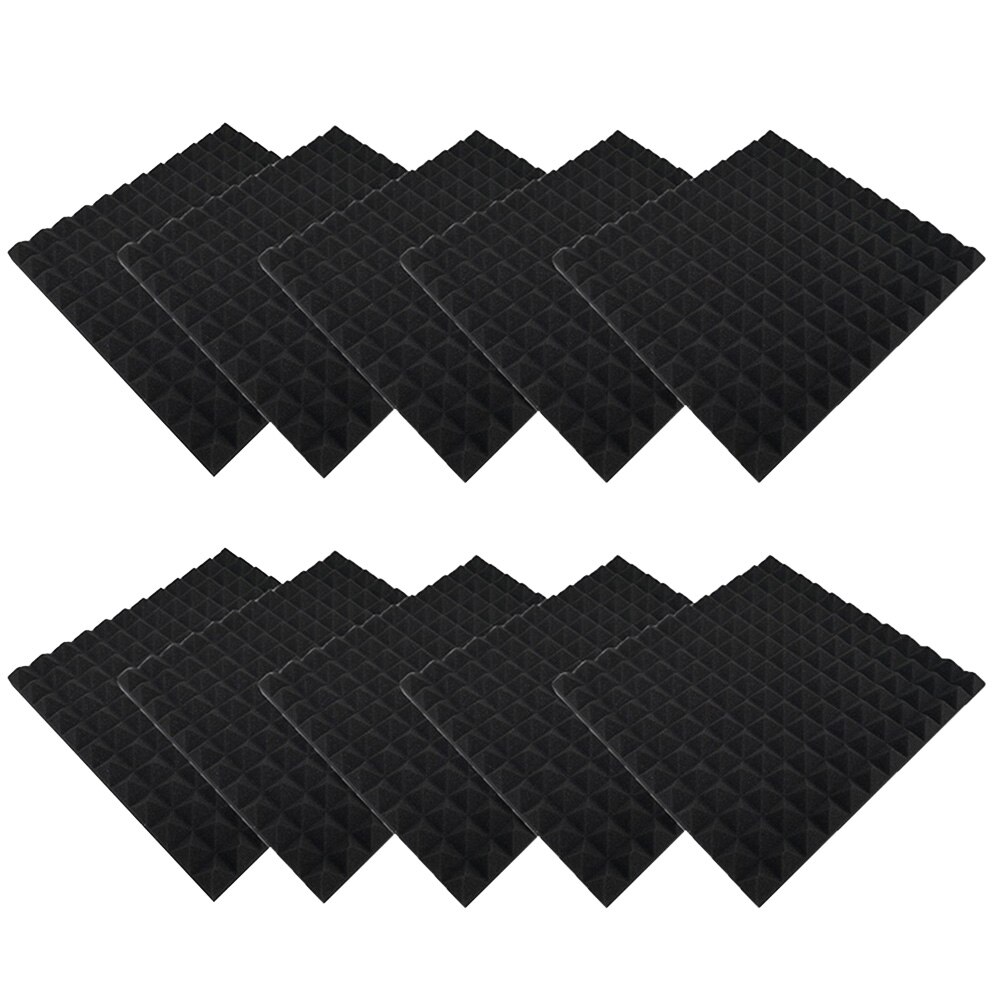 10pcs 30 x 30 x 2.5cm sound insulation foam recording studio / / KTV sound absorption processing board H99F: Black