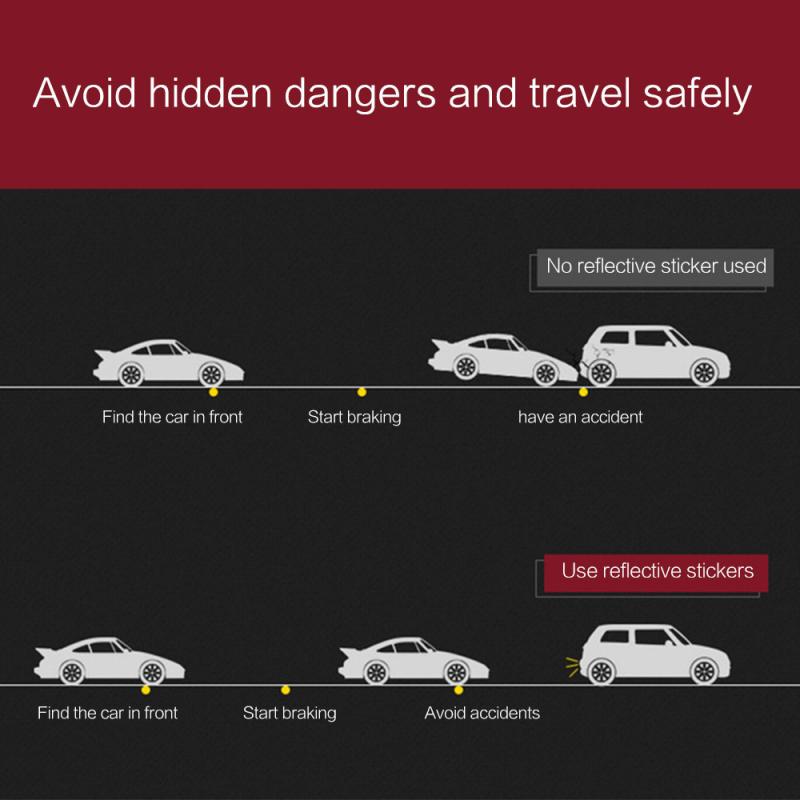 Car-styling 4pcs Car Door Sticker Decal Warning Tape Car Reflective Stickers Reflective Strips Safety Mark Automobile Stickers