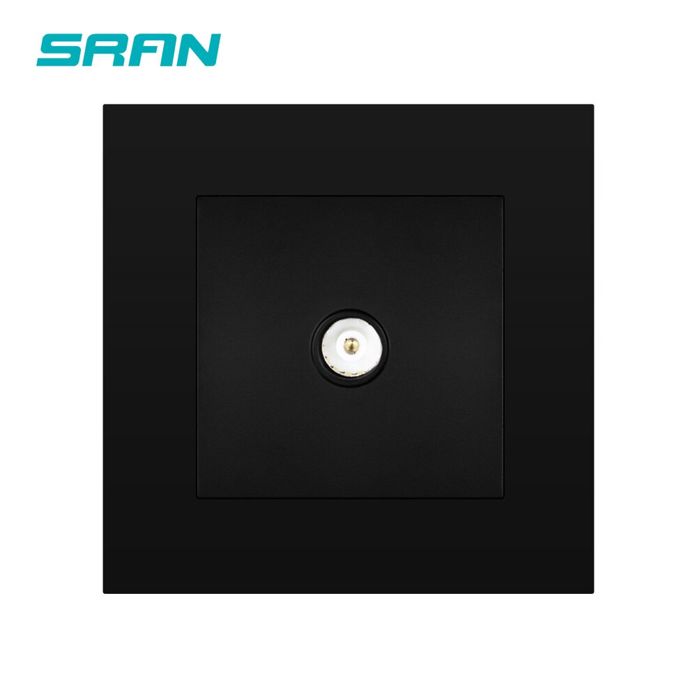 SRAN TV interface socket home decoration wall TV signal access outlet 86mm*86mm Flame retardant PC panel white/black/gold: Black TV