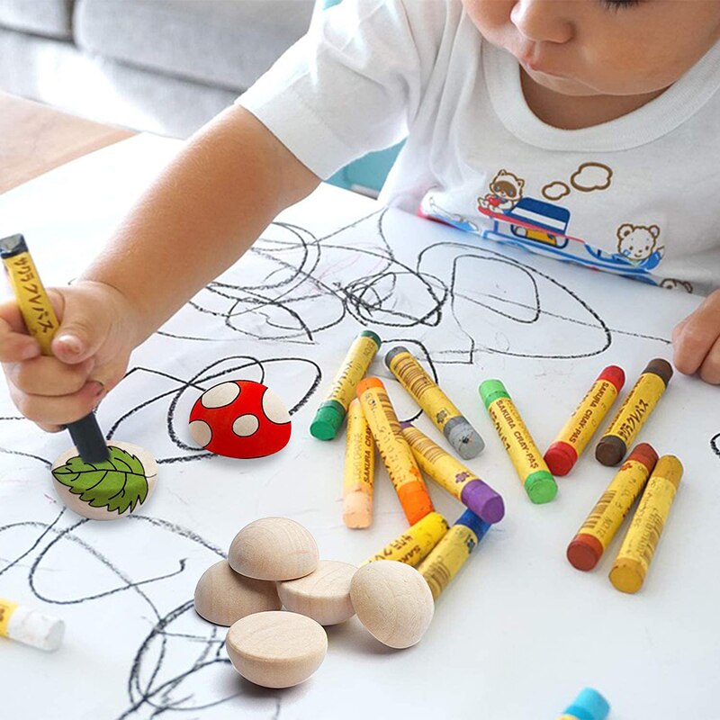 1-50 Uds. Cuentas de media madera naturales, bolas de madera redondas divididas sin terminar para pintura artesanal, arte para niños, hacer narices de Gnomo, decoración navideña