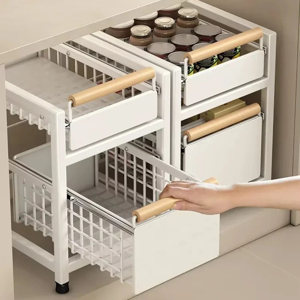 Keuken Opbergrek Schuifkast Organizer Uittrekbare Onder Gootsteen Rek Onder Gootsteen Organizer 2-Tier Badkamer Aanrecht Plank
