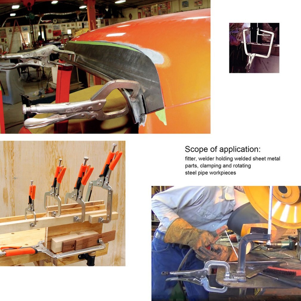 C-Clamp Vise Grip Locking Plier Wrench Quick Pliers Pincers Welding Metal Steel Locking Wooden Tenon Locator 1 Set