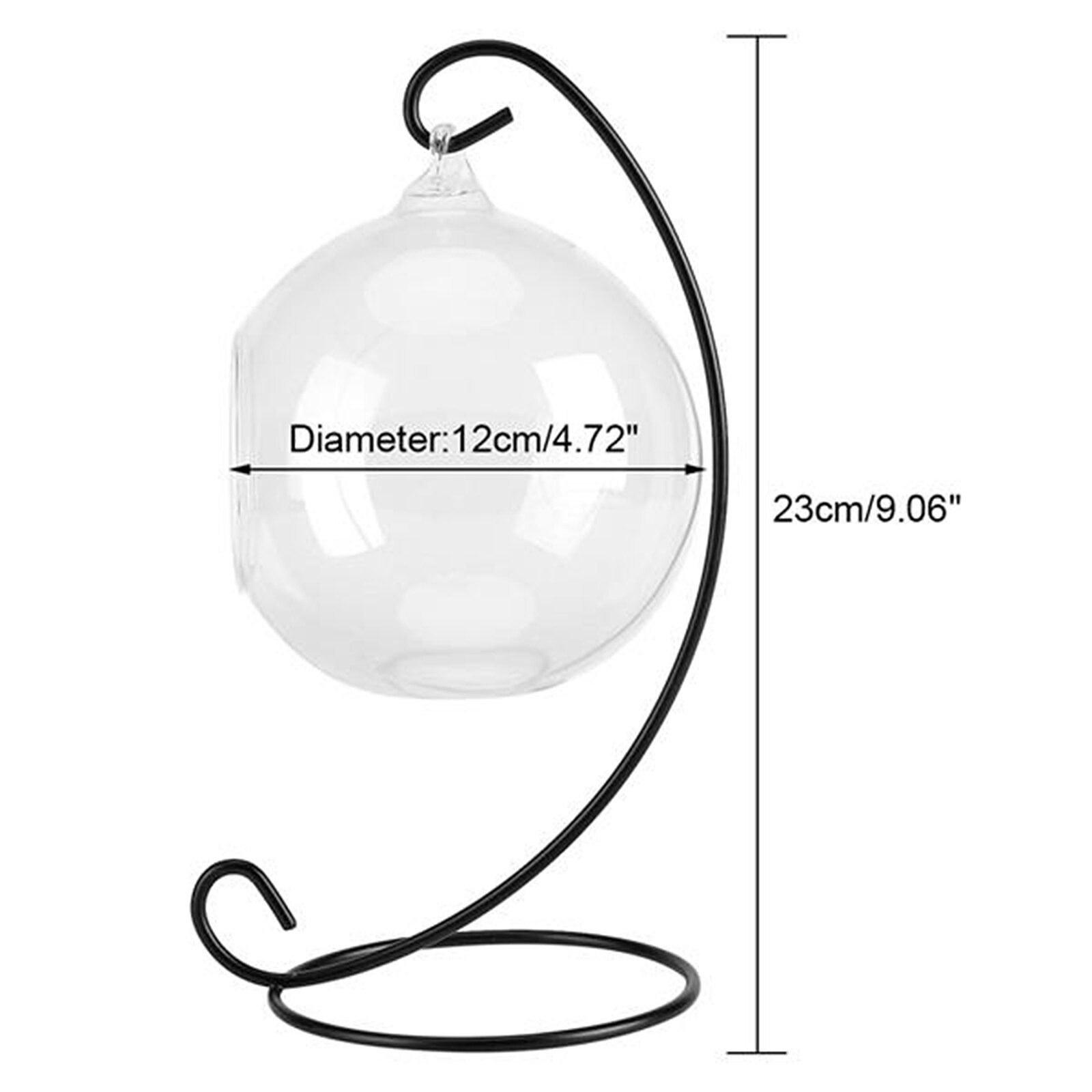 Hanging Glass Terrarium Clear Large Glass Vase With 23cm Metal Display Stand Ocean Scene For Air Plants Succulent Planters Home