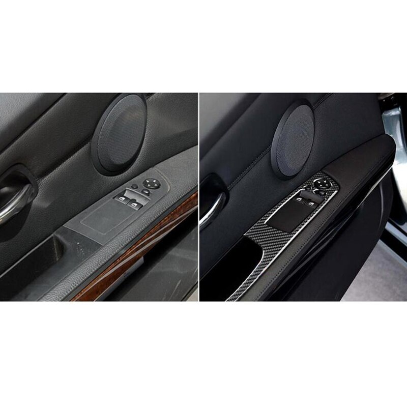 Pegatinas de marco de Control de elevador de ventana de fibra de carbono, decoración de interruptor de ventana, cubierta de Panel de reposabrazos para BMW M3 E93 2005