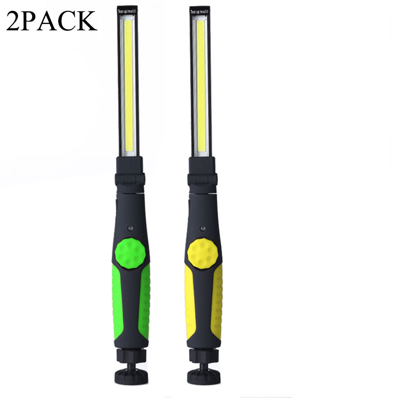 Lampe de poche pliante à Led pour le travail, bande Rechargeable, lumière d&#39;inspection magnétique, atelier de réparation de voiture, éclairage de torche, 1/3/6 paquets: Green-Yellow