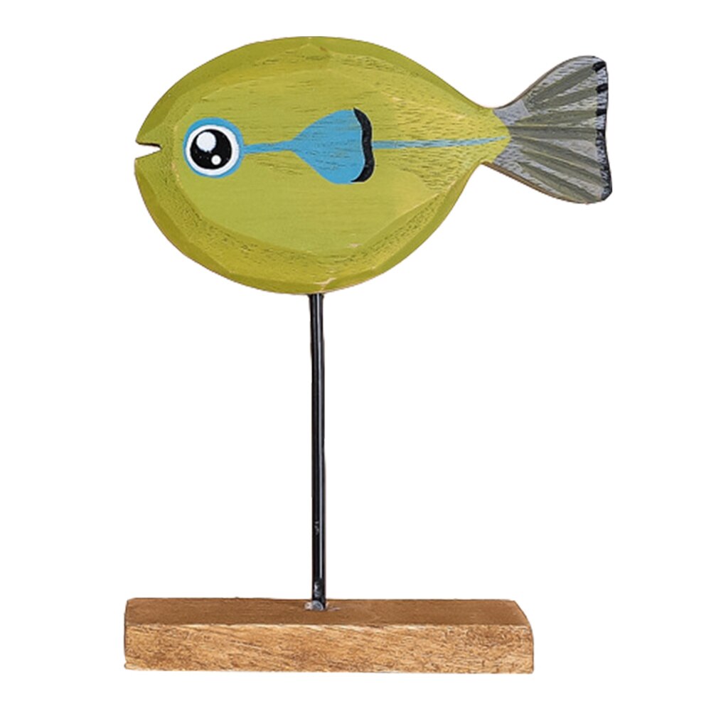 Christmas Fish Decor Cartoon Christmas Ornament Wooden Fish Desktop Adornment: Light Green
