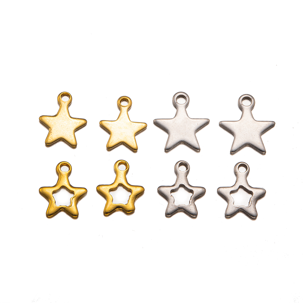 Dijes de estrella de acero inoxidable para pulseras hechas a mano DIY, pendientes, materiales de fabricación de joyas, suministros, piezas decorativas, 20 unidades por lote