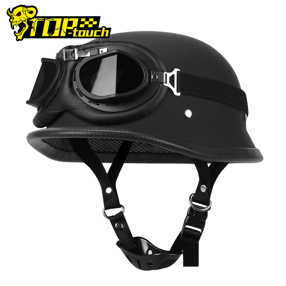 Motor halve helm Duits lederen vintage helm Casco Moto motorfiets open helm Biker Pilot DOT-certificering S-XXL