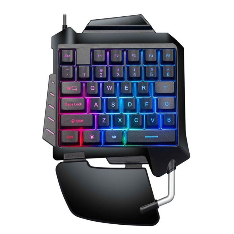 Mechanical One-Hand Gaming Keyboard Portable LED Backlight Mini Gaming Keyboard: Default Title