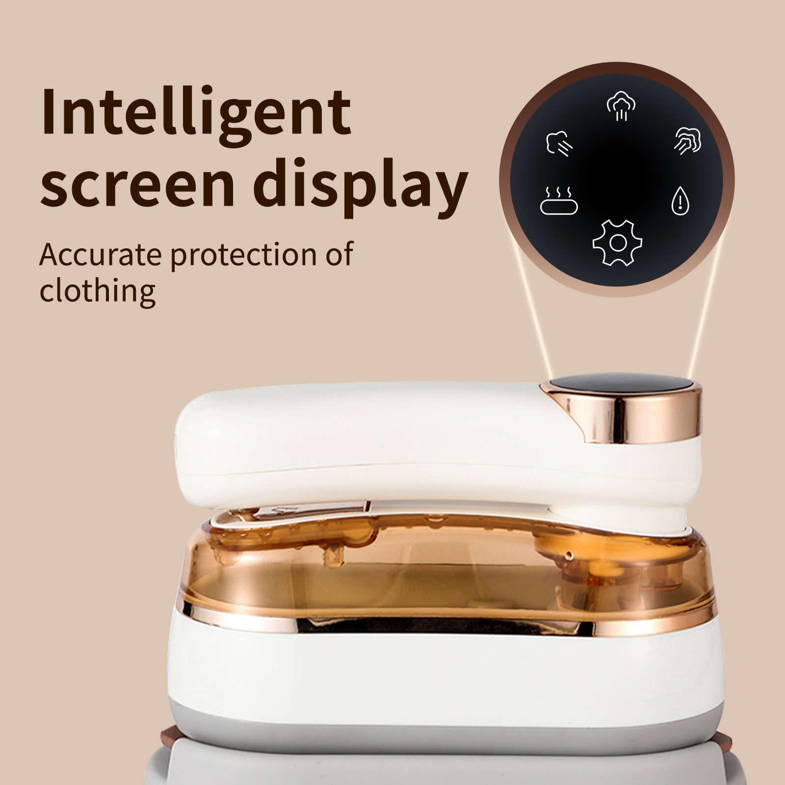 2025 plancha de vapor portátil 1200W de alta potencia hogar portátil de tres velocidades vaporizador de ropa pantalla táctil plancha eléctrica rotativa