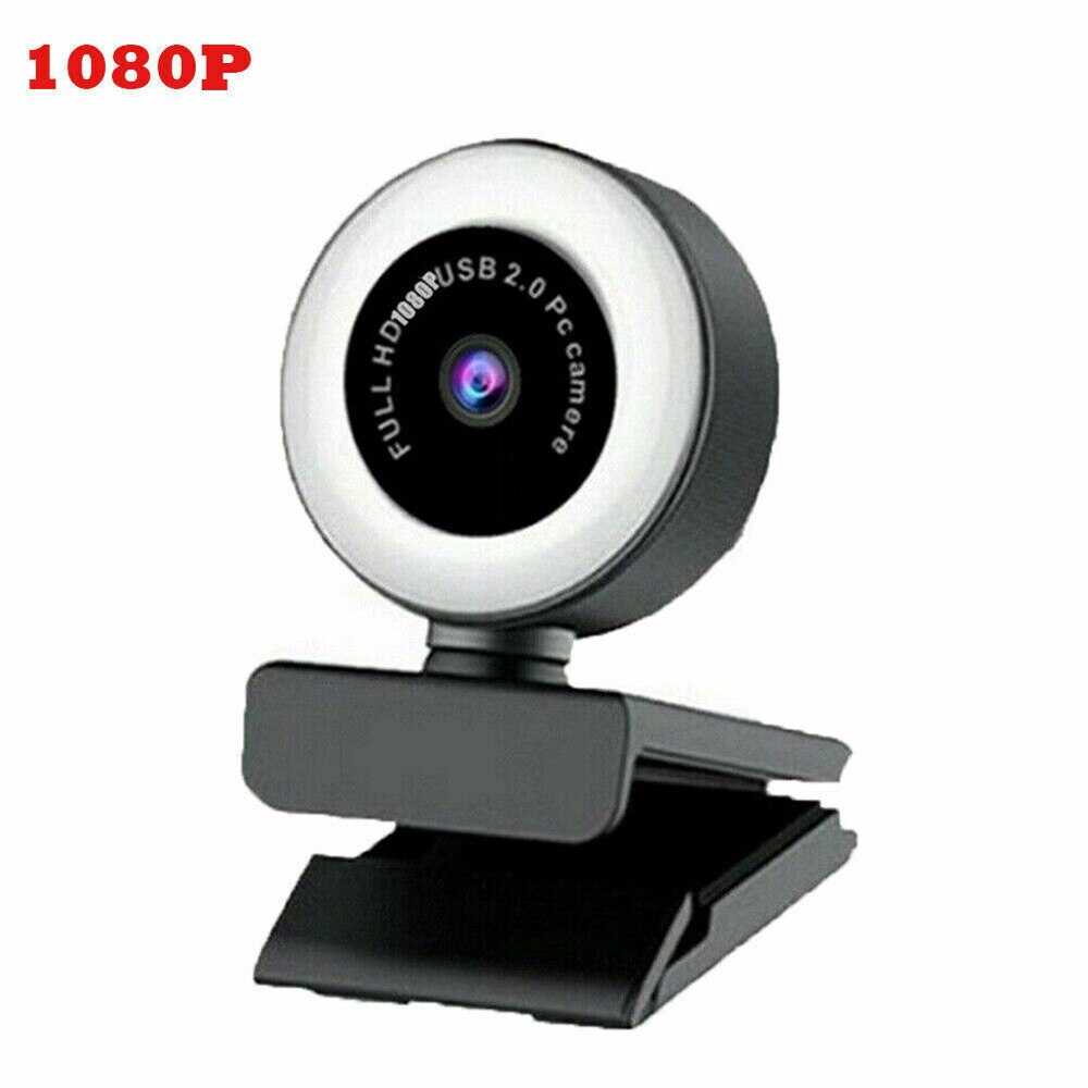 2K HD Webcam with Microphone Tripod Ring Light 1080P Auto Focus USB Web Camera Fill Light for PC Desktop Laptop Live Broadcast: 1080P