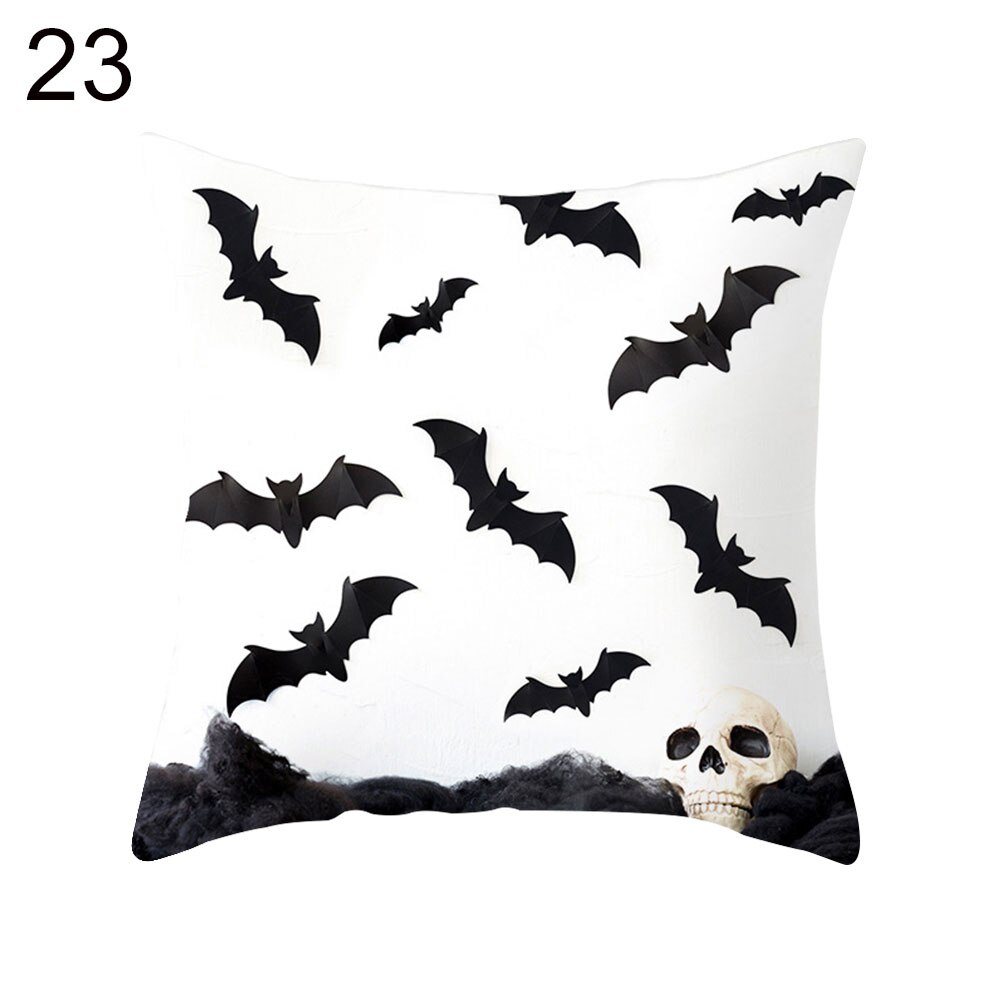 1pc sjove halloween græskar spøgelse flagermus trick or treat pudebetræk pudebetræk stribet geometrisk pudebetræk kussen sofa indretning: 23