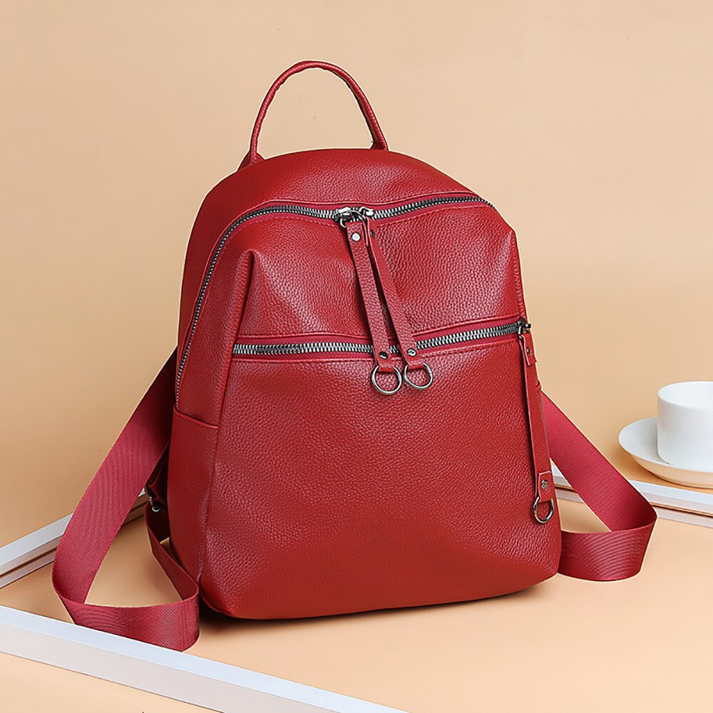 Frauen Rucksack Flut Wilde Weiche Leder Student Tasche Einfache Rucksack Reisetasche Organizer Student Tasche Notebook Schule Taschen # RJ1