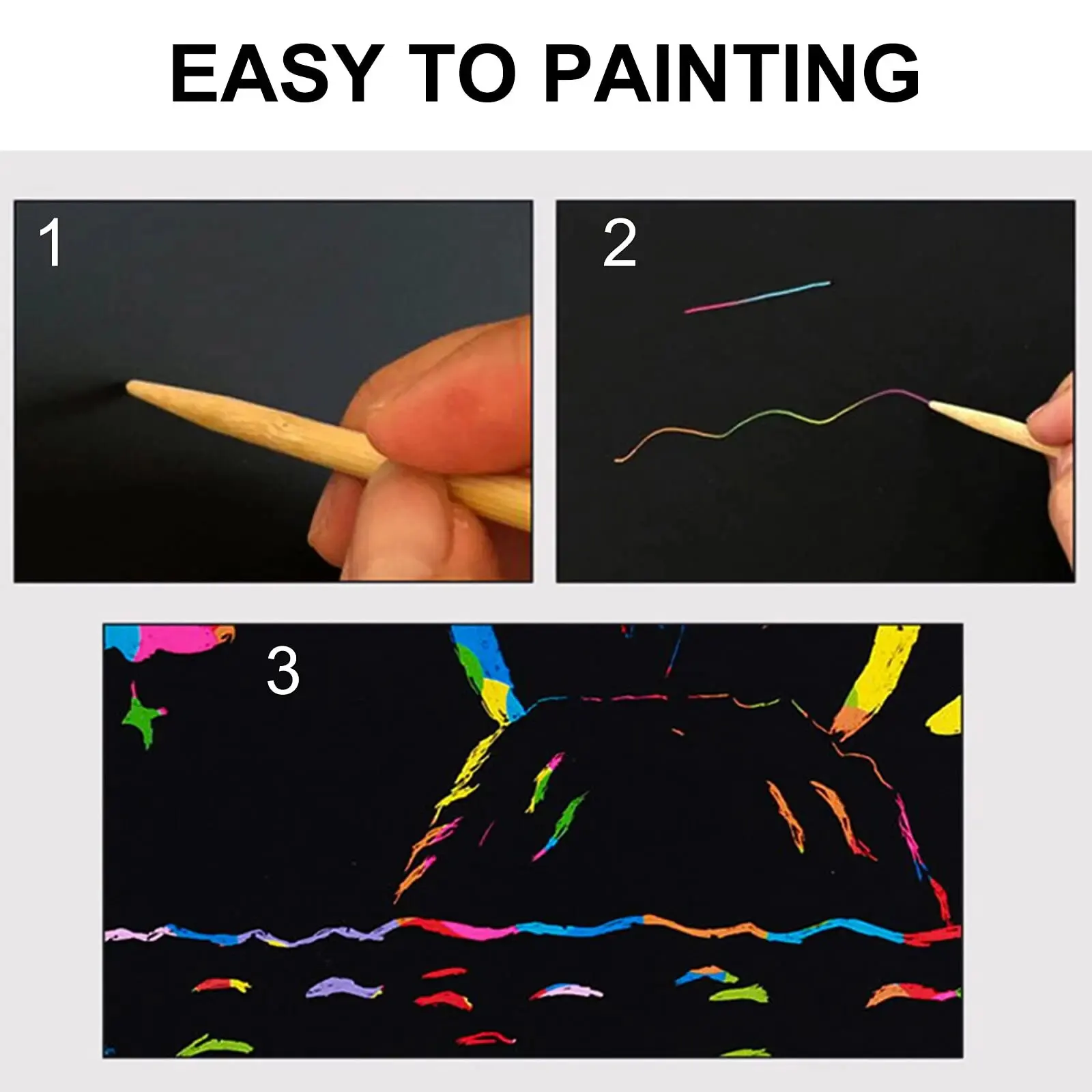 2PCs Rainbow Scratch Paper Children's Scratch Book Art Book DIY Rainbow Art Paper Card Neon Scratch Book Grafitti Colouring Book