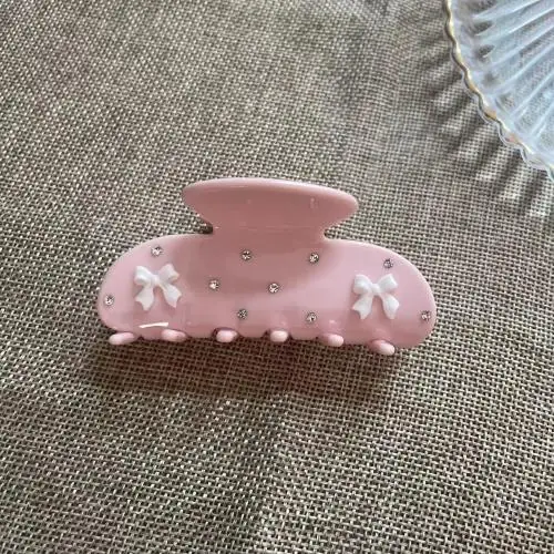 Accesorio para diadema de tiburón, pinzas para el pelo con tachuelas de diamantes y lazo, pinzas para el cabello geniales, sujeción fuerte para accesorios para el cabello largos y gruesos: Lavanda
