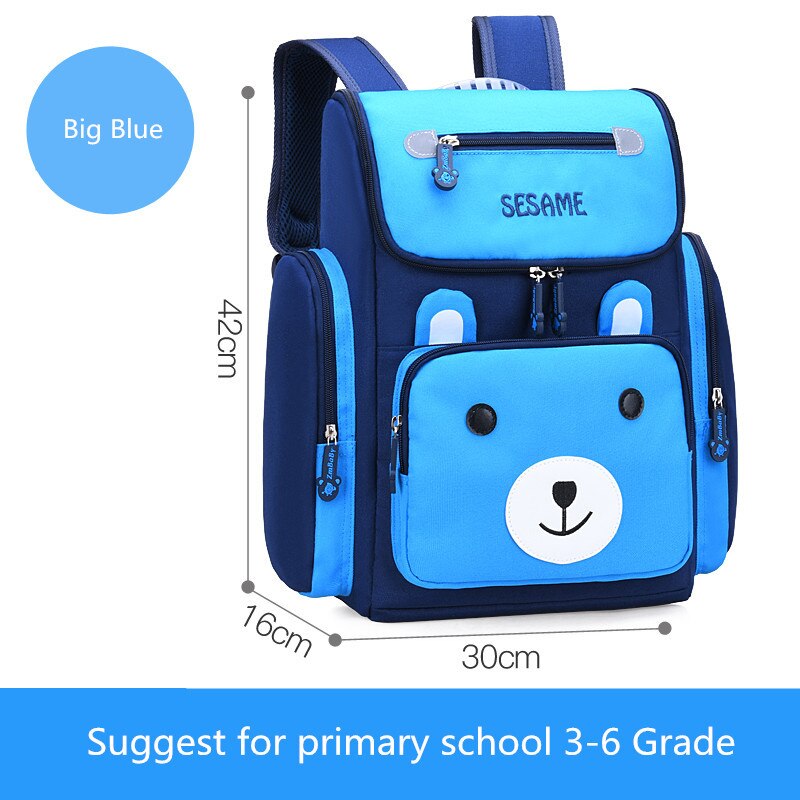 OKKID children school bags for girls cute waterproof primary school backpack with reflective strip kids pink kawaii book bag: big blue