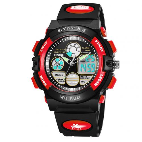 Waterdichte Digitale Analoge Elektronische Beweging horloge Dual Time Datum Alarm Lichtgevende Kid Jongen Meisje Polshorloge voor Jongens Meisjes me: Rood
