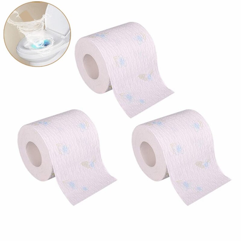 Instant papir blødt badeservietter vandopløseligt skyllebart toiletpapir 4-- lags ark miljøvenlige papirhåndklæder, fri for klorblegemiddel