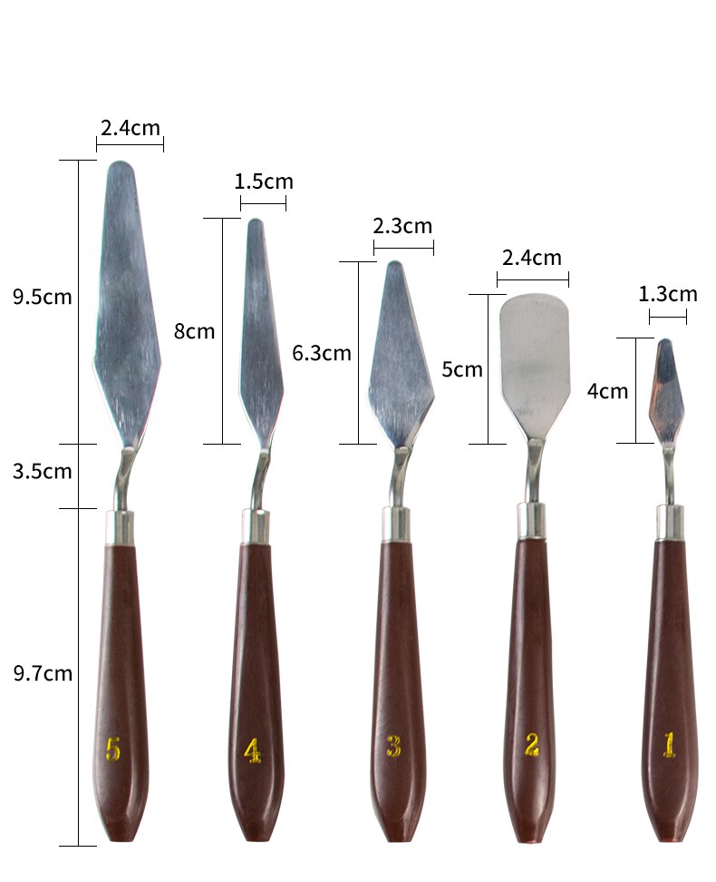 5 Pcs Painting Knife Set Stainless Steel Painting Mixing Scraper Artist Oil Painting Palette Knife Spatula Painting Art Drawing