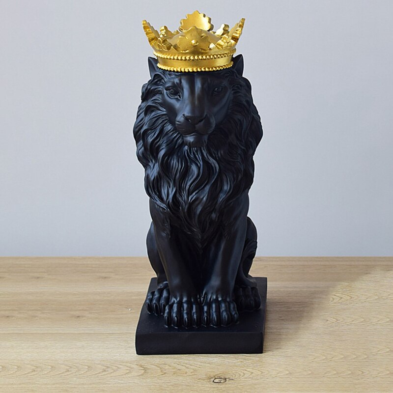 Krone løve skulptur statue løve tro harpiks håndværk model ornamenter kontor hjem han løve dyr abstrakt kunst dekoration