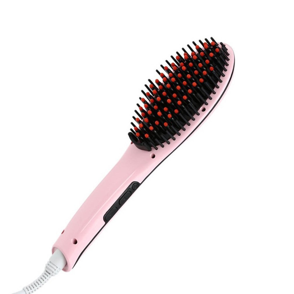Salon Steam Styler Ceramic Vapor Steam Hair Straightener Salon Hair Comb Hair Styling Tool Straightener: Pink