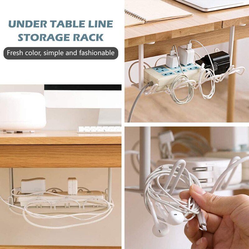 Desk Cable Management 2 Pack Cable Management Tray Wire Cable Tray Organizer For Office &amp; Home, White